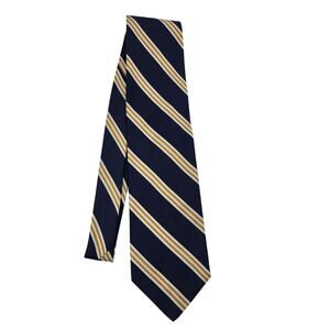 NEW Parsow's Robert Talbott Men's Silk Tie, Navy Blue Gold White 60" Hand Sewn